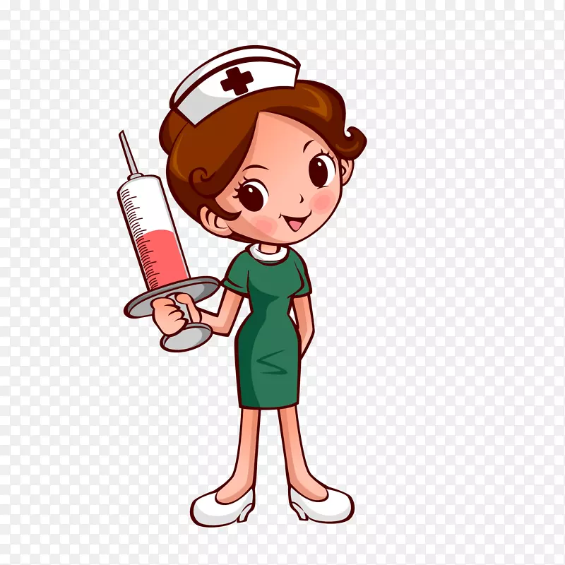 卡通拿着针筒的护士设计