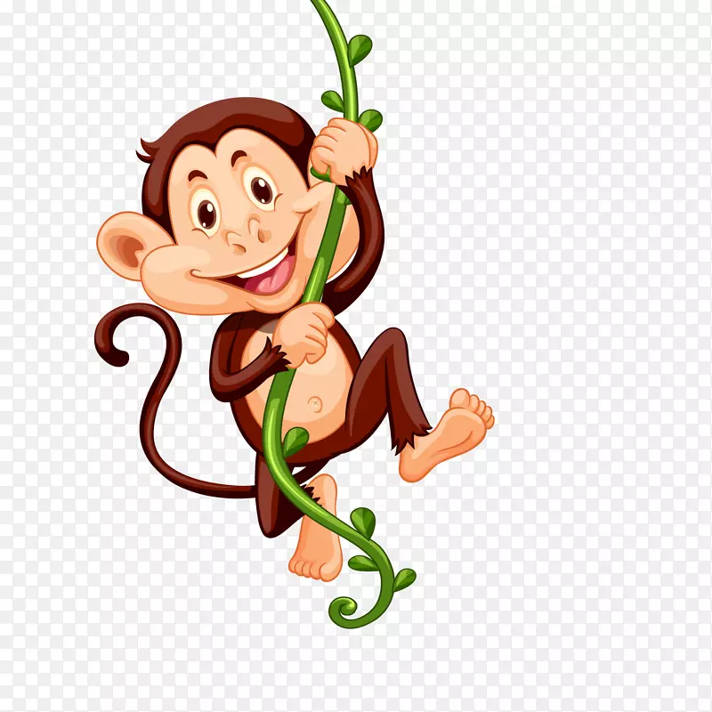 卡通玩耍的猴子设计
