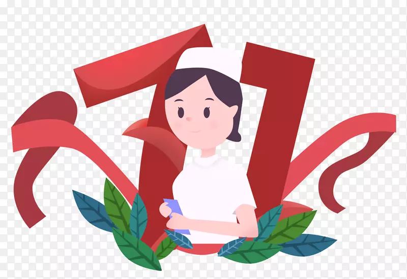 中国七一建党节卡通护士插画