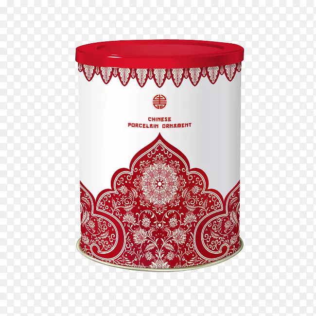 中国风红色茶叶包装罐子素材