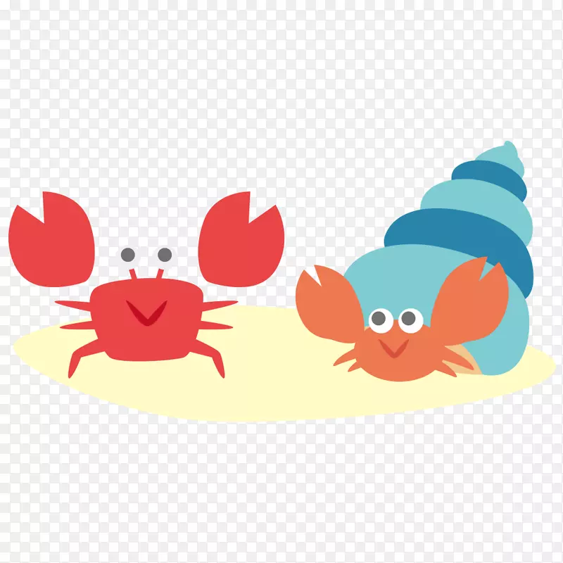 可爱的螃蟹和寄居虾