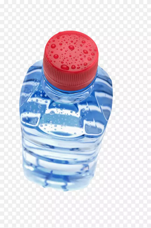透明解渴带水珠俯视图塑料瓶饮用