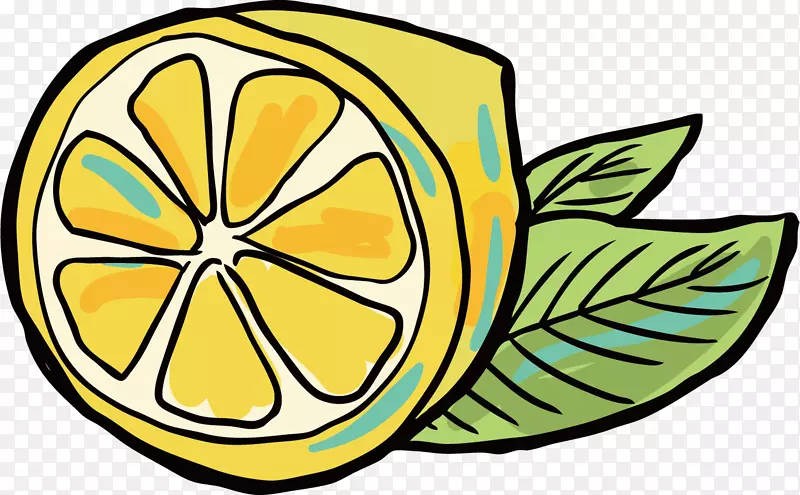 卡通线条水果食物柠檬