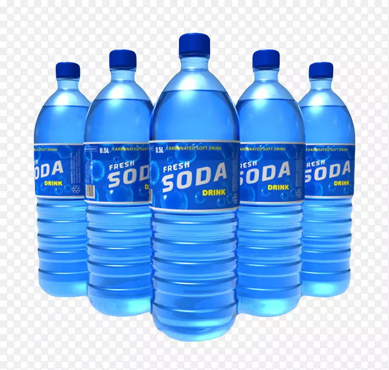 蓝色解渴苏打水塑料瓶饮用水实物