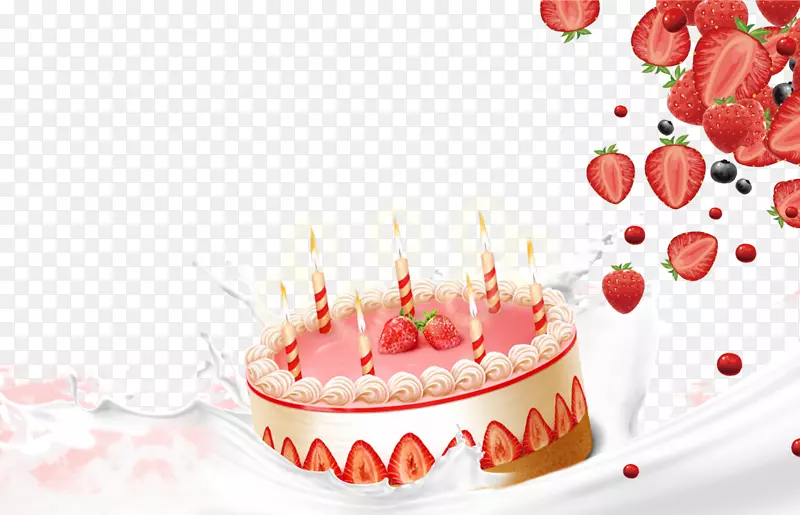314白色情人节牛奶草莓与蛋糕