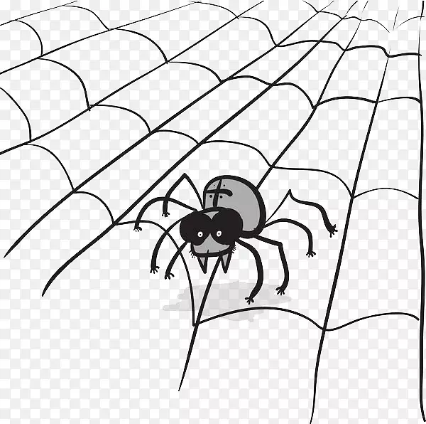 卡通手绘黑色蜘蛛网