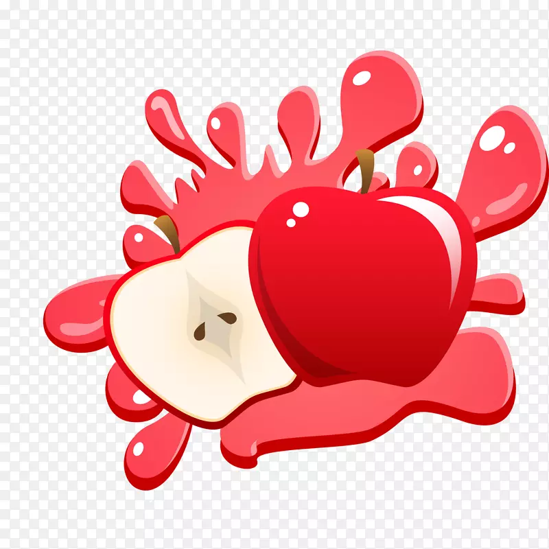 卡通红色的苹果果汁设计
