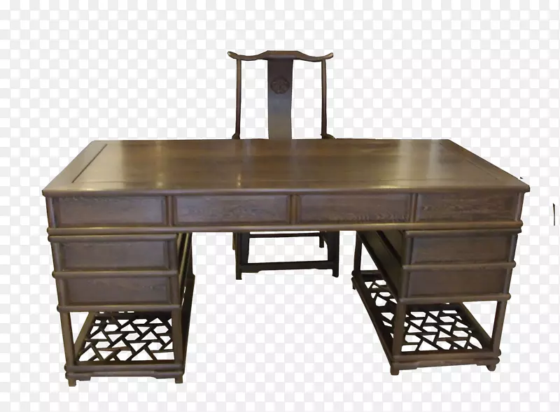 大气复古家具实木书房桌椅套装免