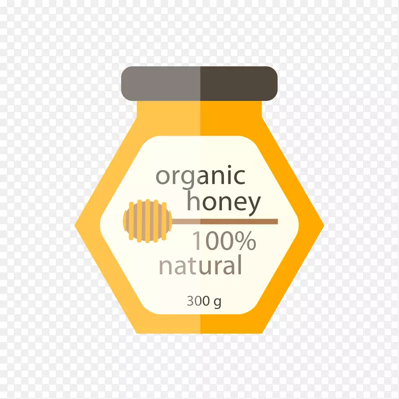 黄色六角瓶装蜂蜜标签