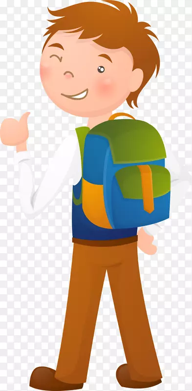 开学季背着书包的小男孩