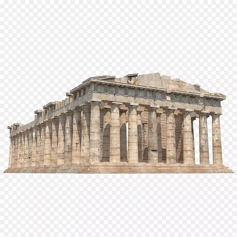破旧白色柱子希腊神庙