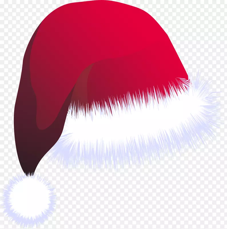 红色毛绒冬季圣诞帽