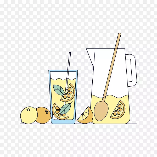 柠檬汁鸡尾酒手绘图
