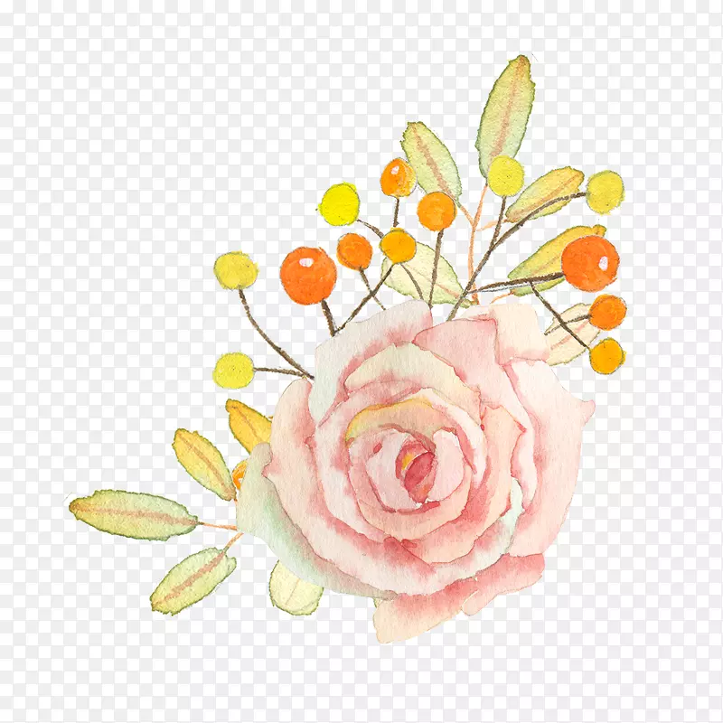 唯美水彩彩绘花卉花朵装饰矢量素