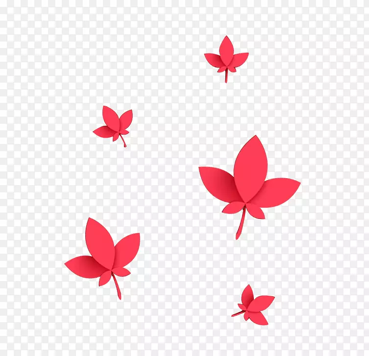 红色立体漂浮枫叶