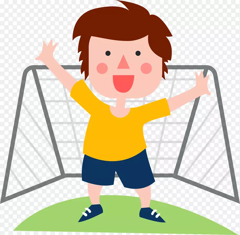 卡通男孩守门员足球装饰图案