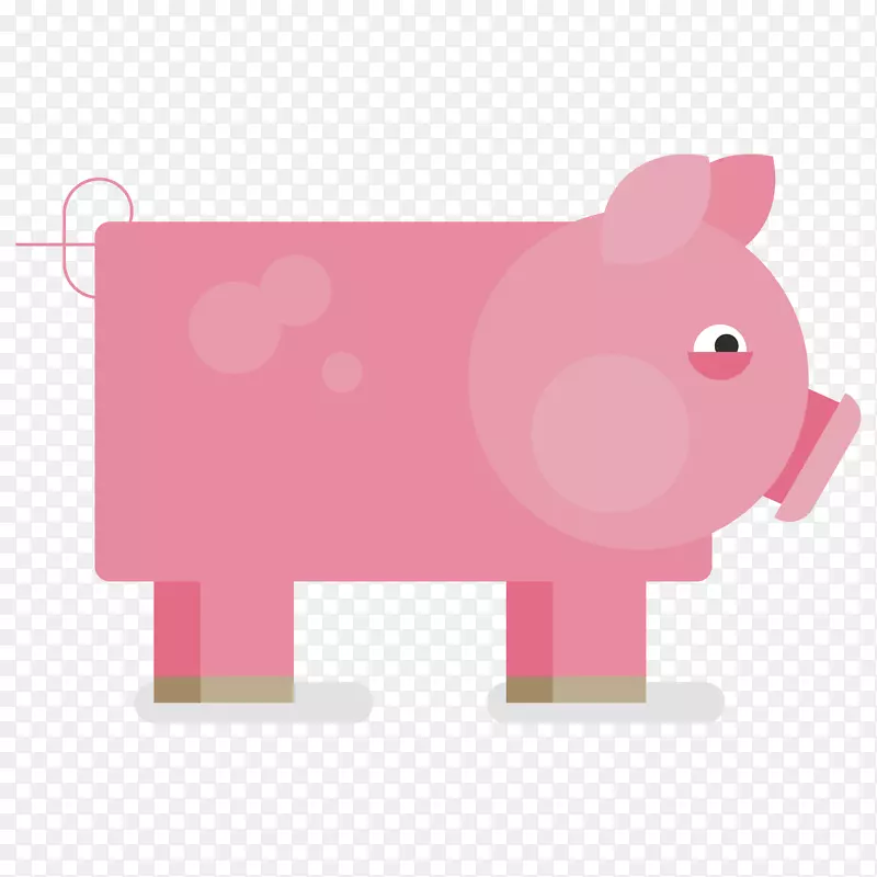 卡通扁平化粉红色的猪设计