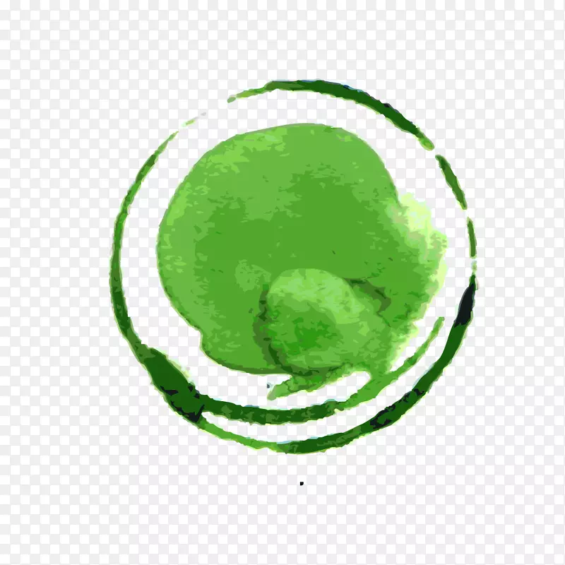 绿色圆形水彩笔触