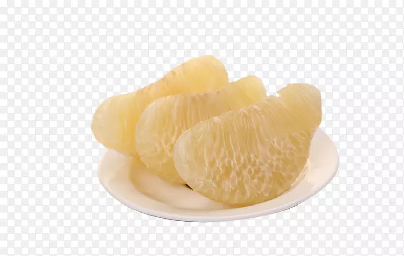 白色瓷碟子里的柚子肉