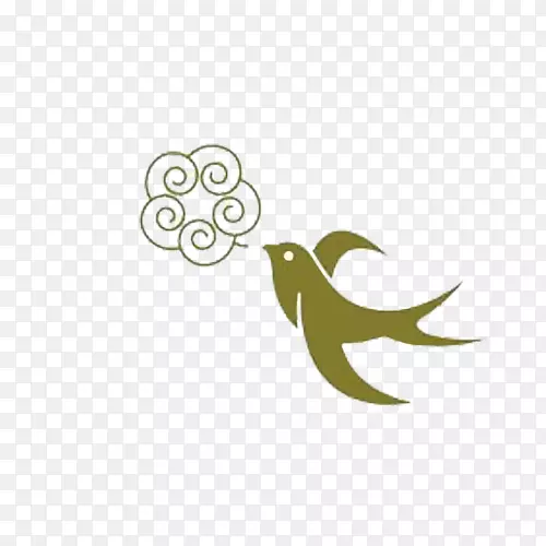 燕子叼花的图案标志
