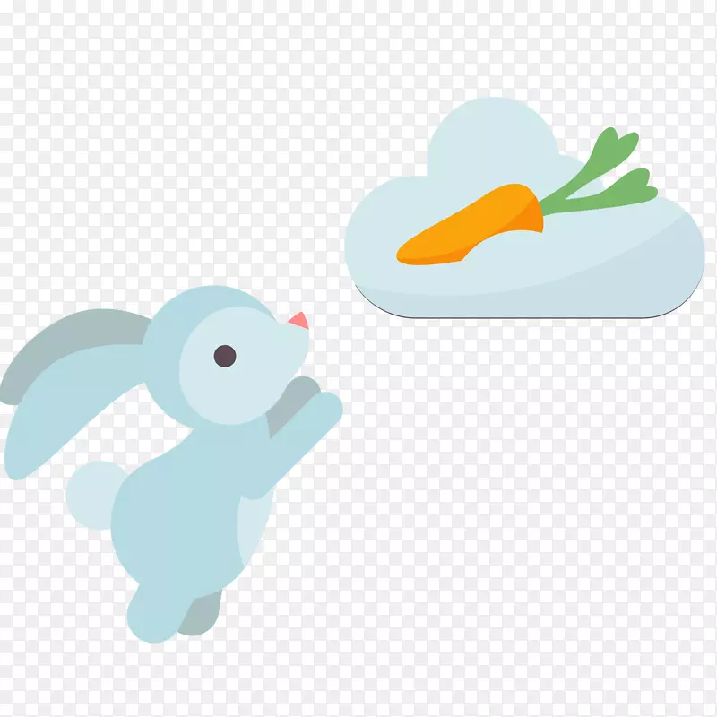卡通小兔子垫脚拿萝卜