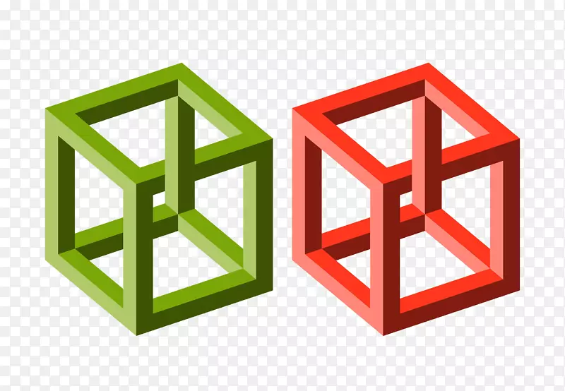 红色和绿色立方体方框