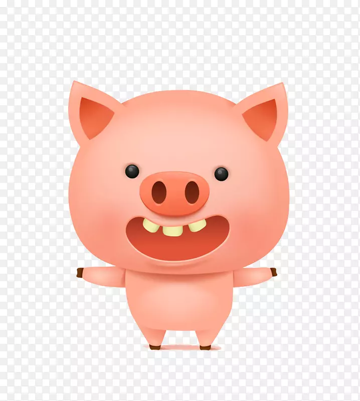 大笑的粉红色小猪PNG下载