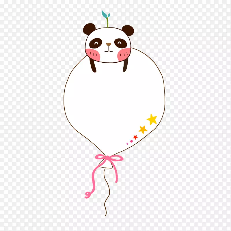 卡通线条动物熊猫气球