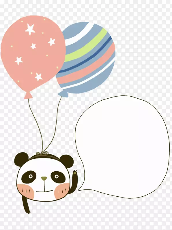 棕色卡通气球熊猫装饰图案