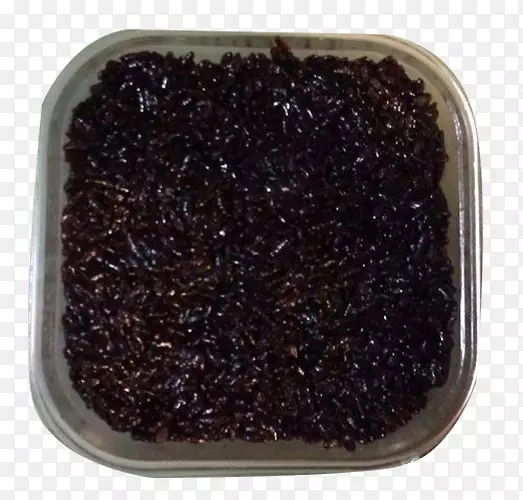 玻璃碗装黑糯米饭