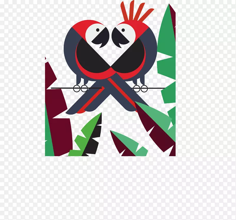 热带树林卡通鹦鹉