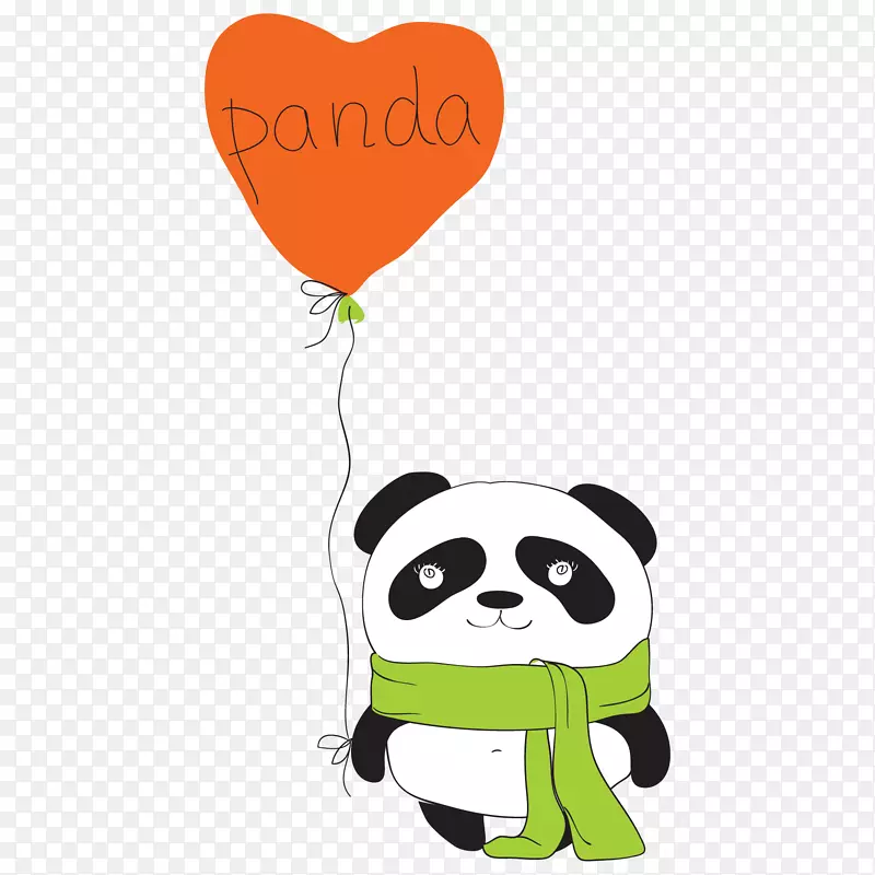 抓着的爱心气球的熊猫
