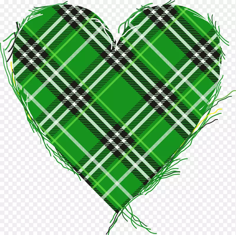 情人节绿色布纹爱心