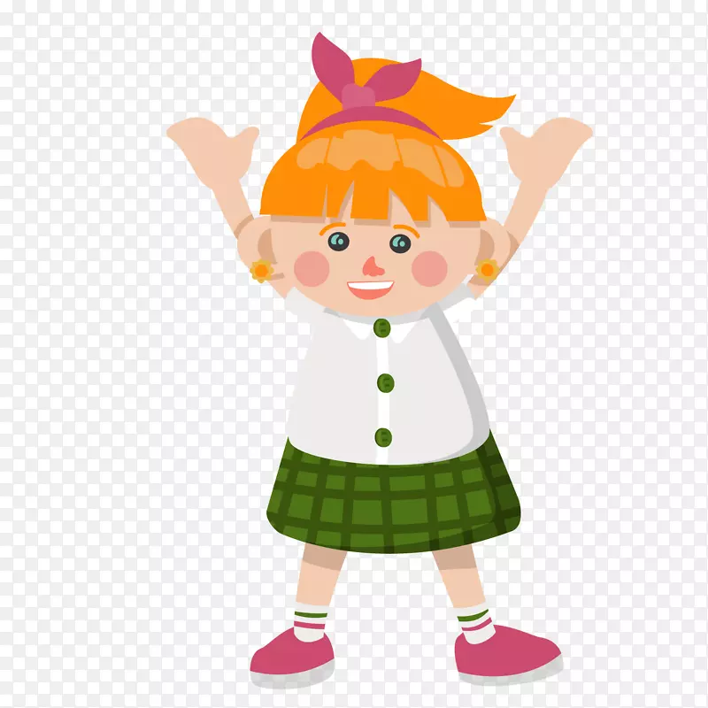 举起双手的女孩人物设计