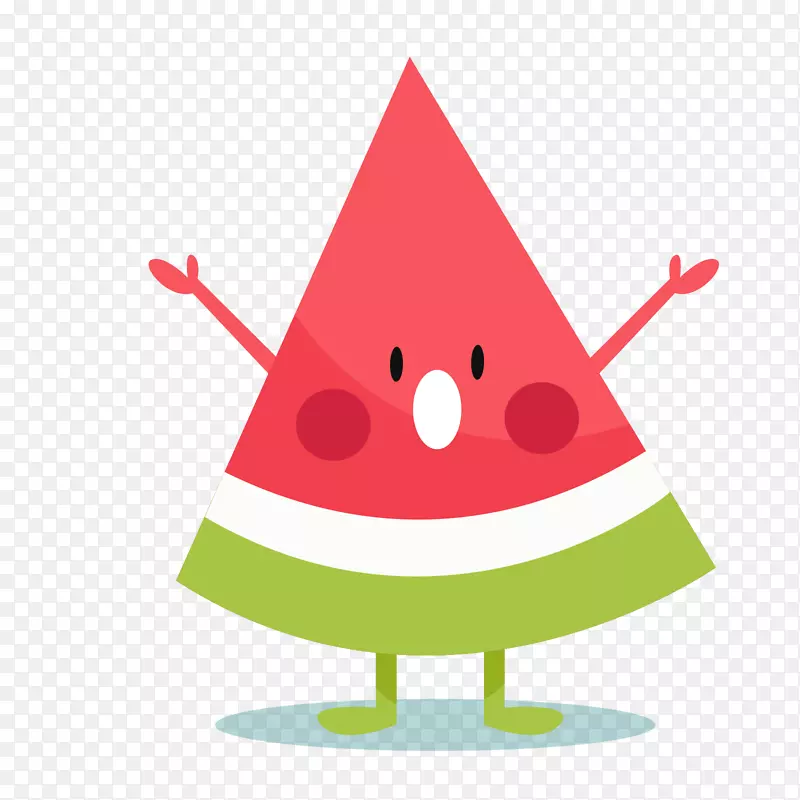 红绿色举起手的卡通西瓜