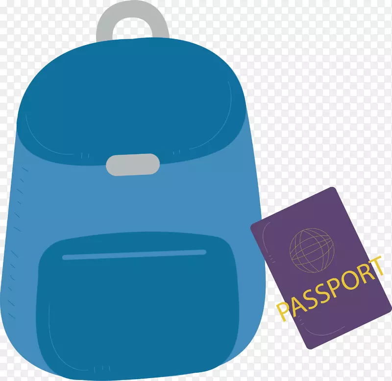 留学旅行创意蓝色箱包护照图标矢