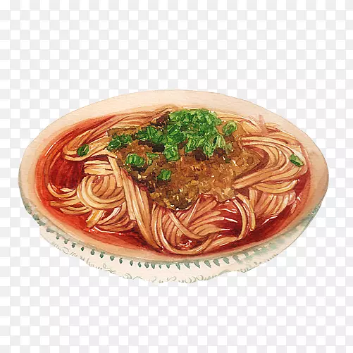 肉酱面手绘画素材图片