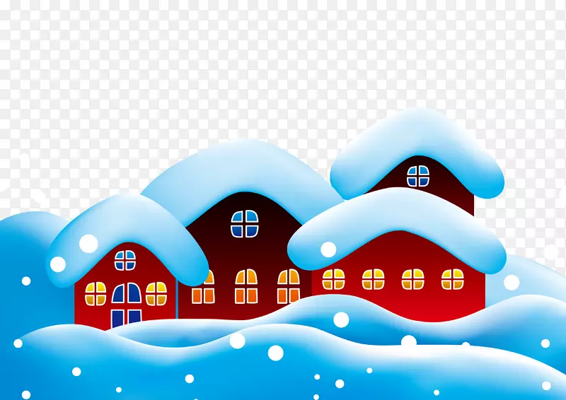 矢量雪中的卡通房子