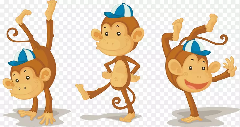 玩杂耍的3个猴子