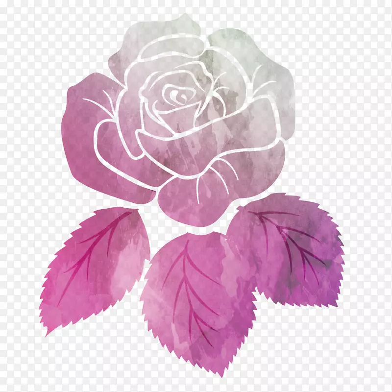 紫色手绘玫瑰设计素材