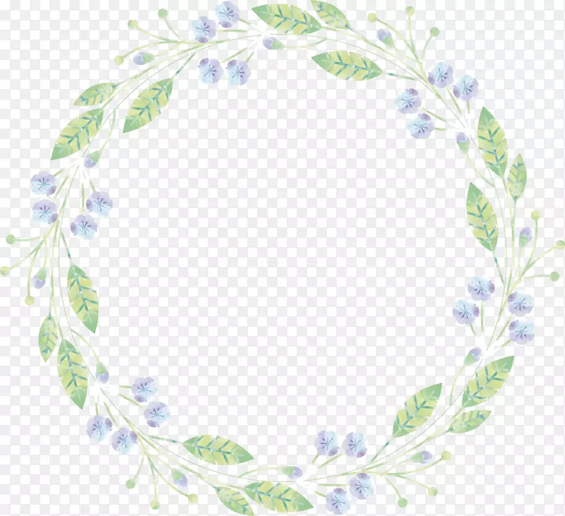矢量图蓝色的花环