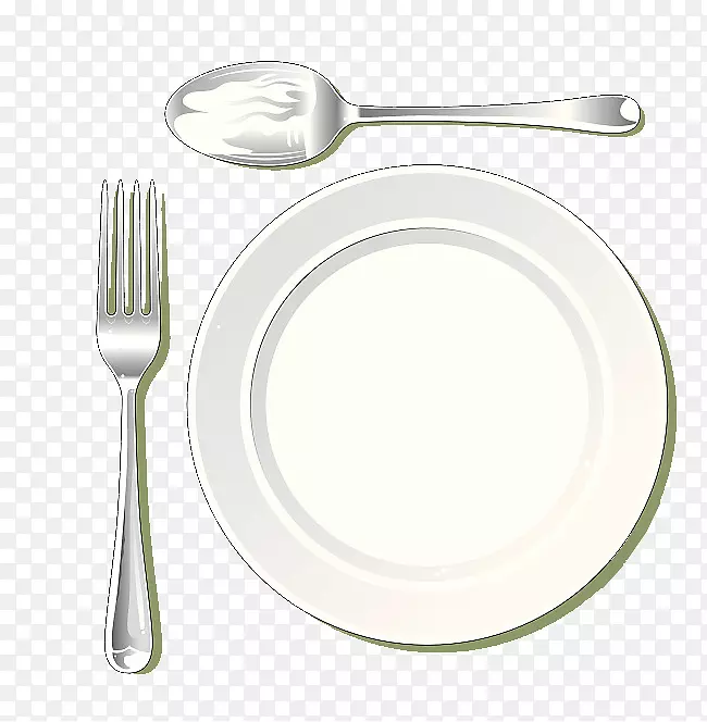 手绘插图西餐用具勺子叉子与白色