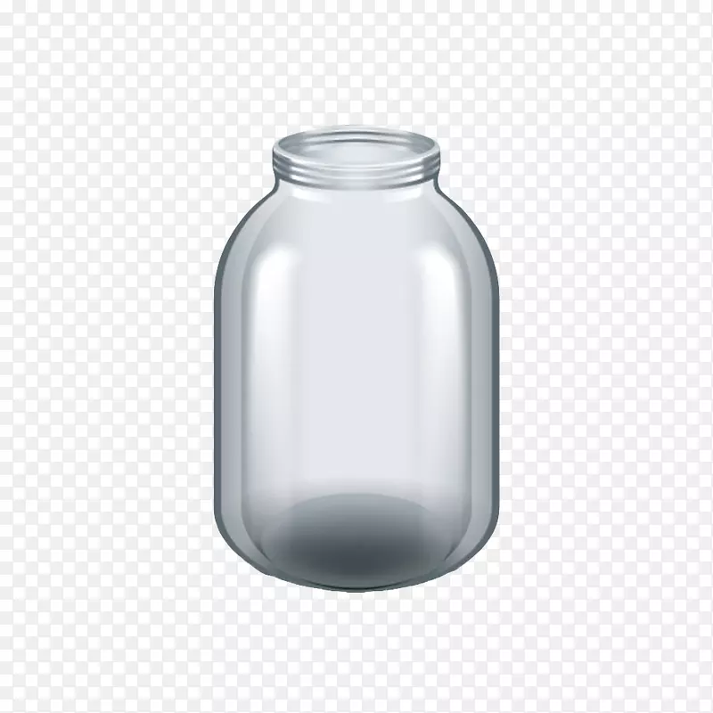 透明无盖的反光广口瓶实物