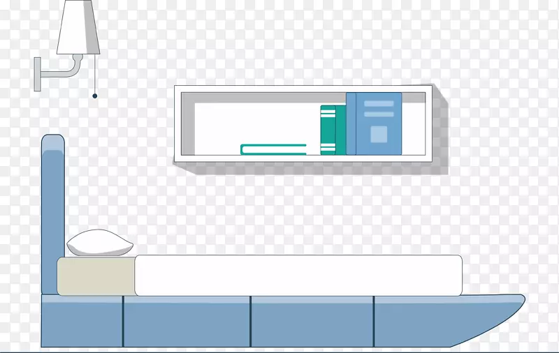 台灯书柜和大床卡通图