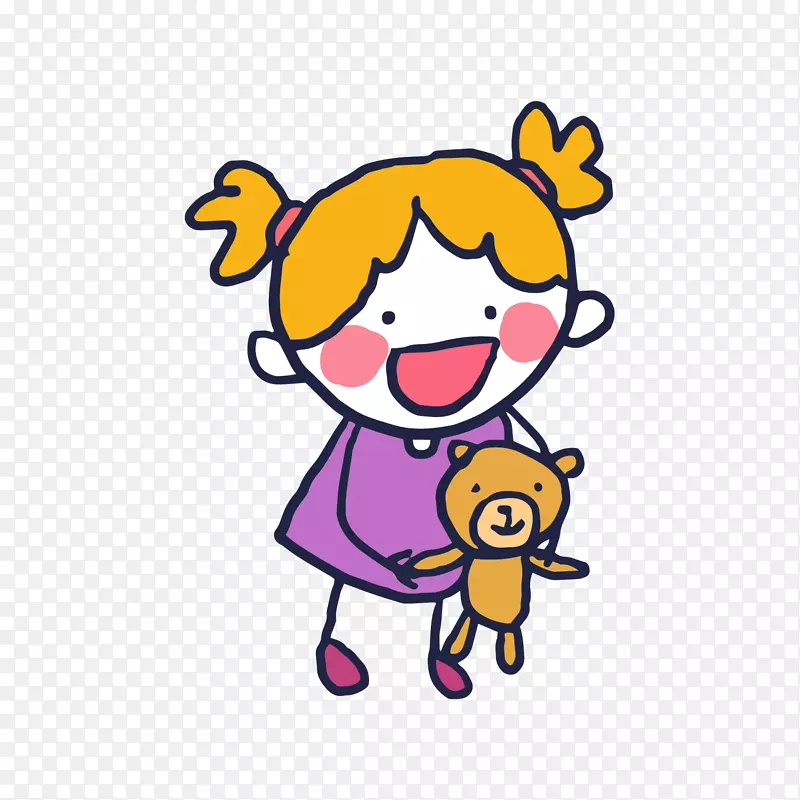抱着玩偶的小孩子