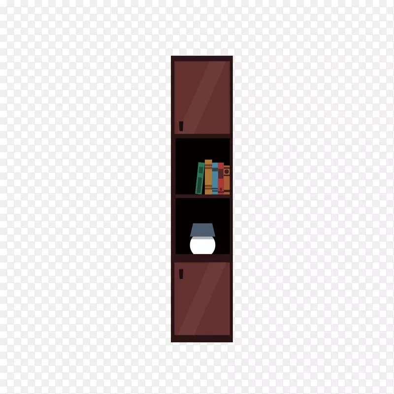 矢量手绘棕色书架储物柜