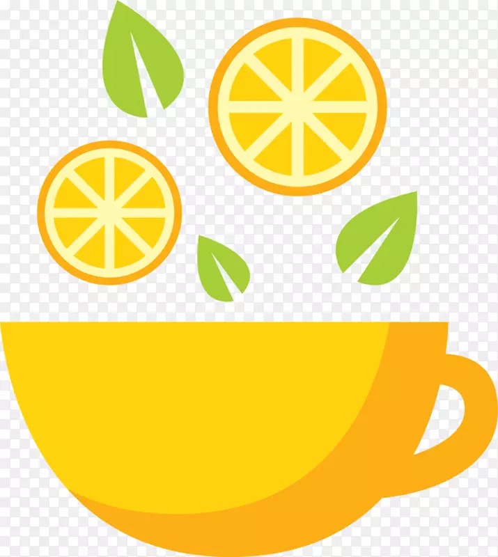 黄色扁平柠檬茶杯子