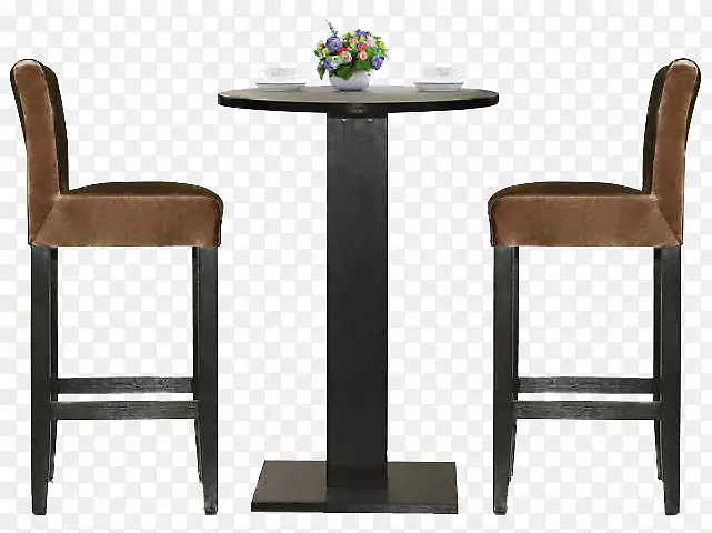 黑色简约木质圆形高桌子
