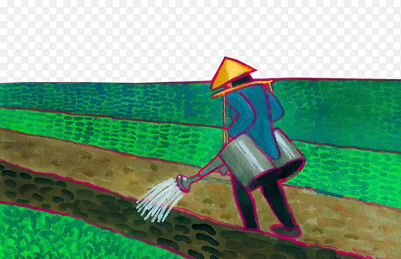 插图农地种植浇水的人