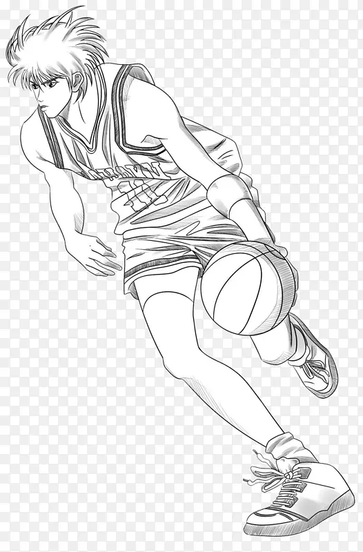 素描风格手绘打篮球的运动员图案